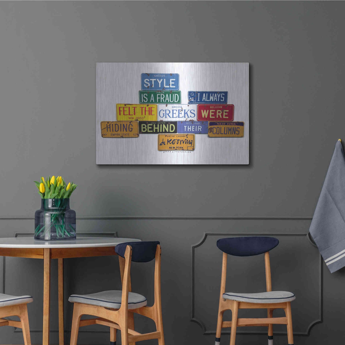 Luxe Metal Art 'De Kooning Style A Fraud' by Gregory Constantine, Metal Wall Art,36x24