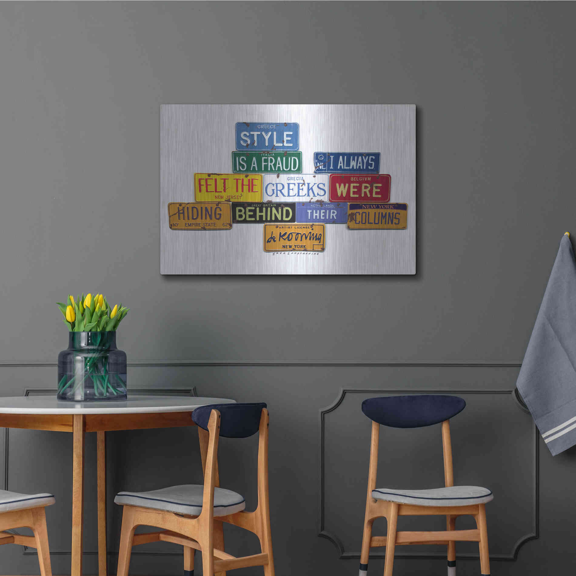 Luxe Metal Art 'De Kooning Style A Fraud' by Gregory Constantine, Metal Wall Art,36x24