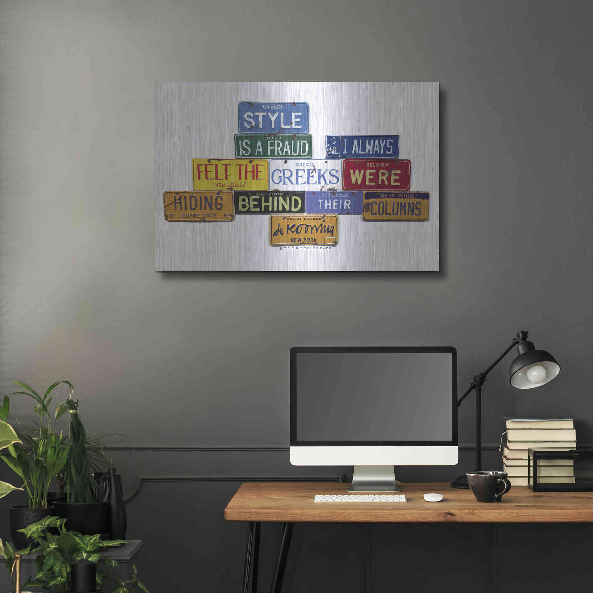 Luxe Metal Art 'De Kooning Style A Fraud' by Gregory Constantine, Metal Wall Art,36x24