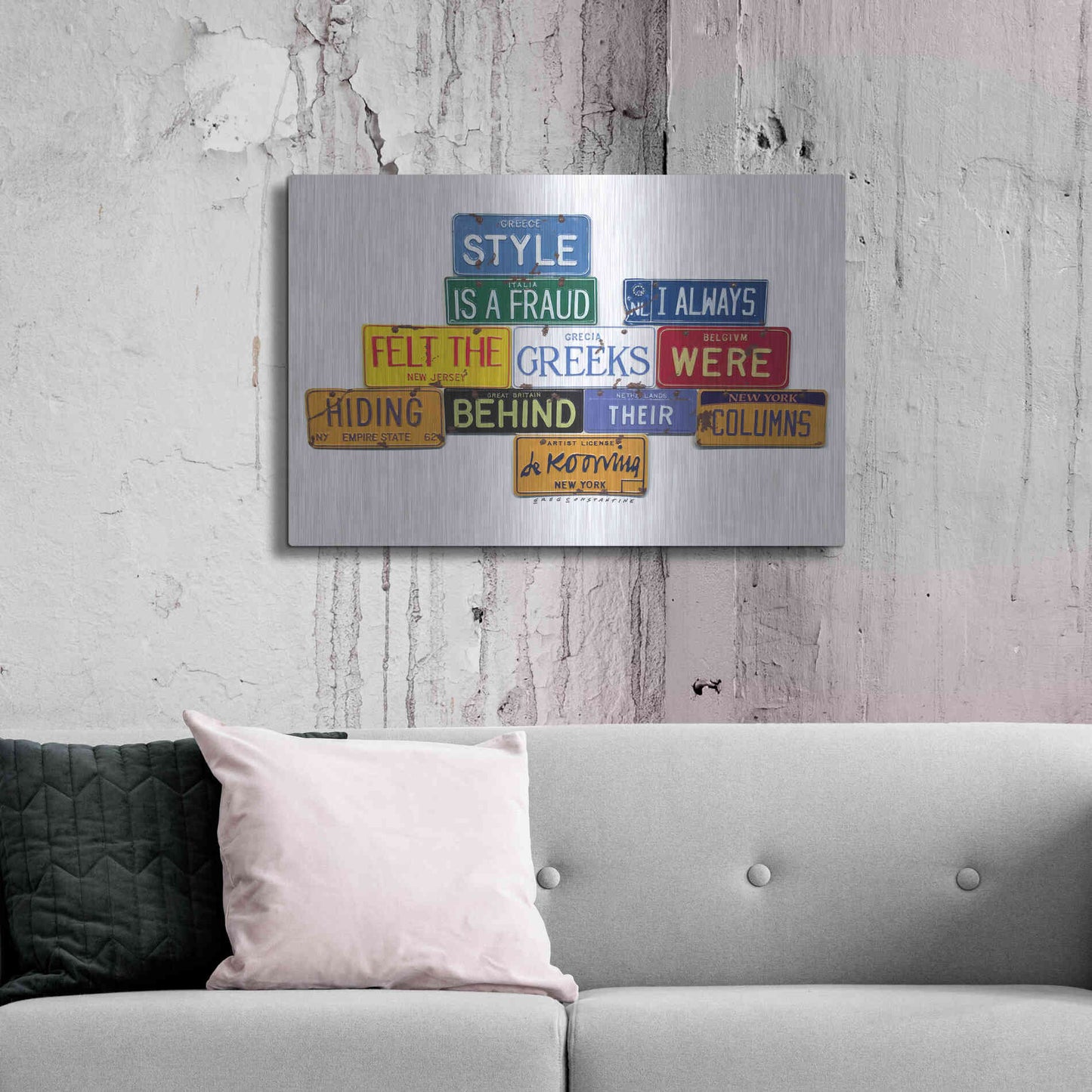 Luxe Metal Art 'De Kooning Style A Fraud' by Gregory Constantine, Metal Wall Art,36x24