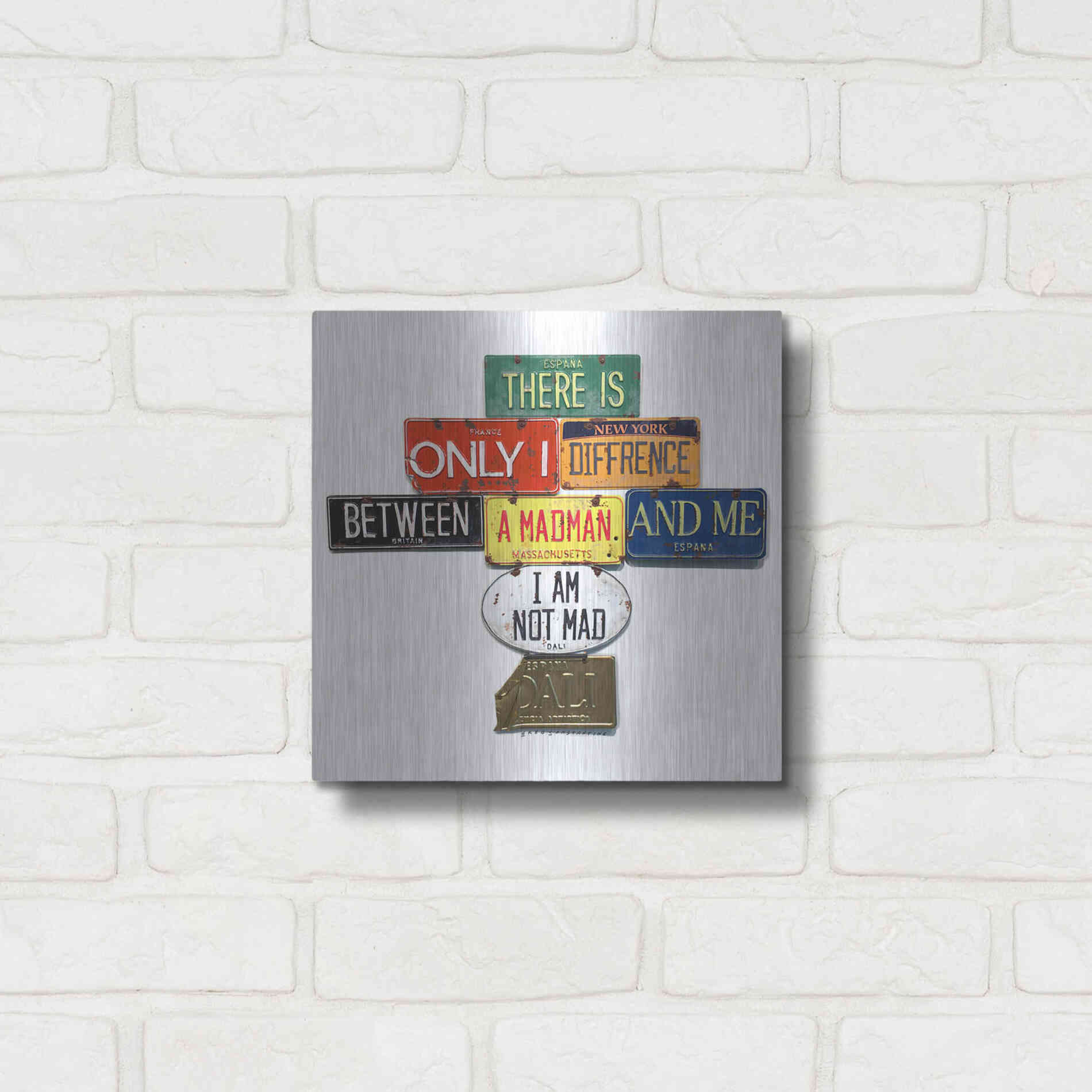 Luxe Metal Art 'Dali Not Mad' by Gregory Constantine, Metal Wall Art,12x12