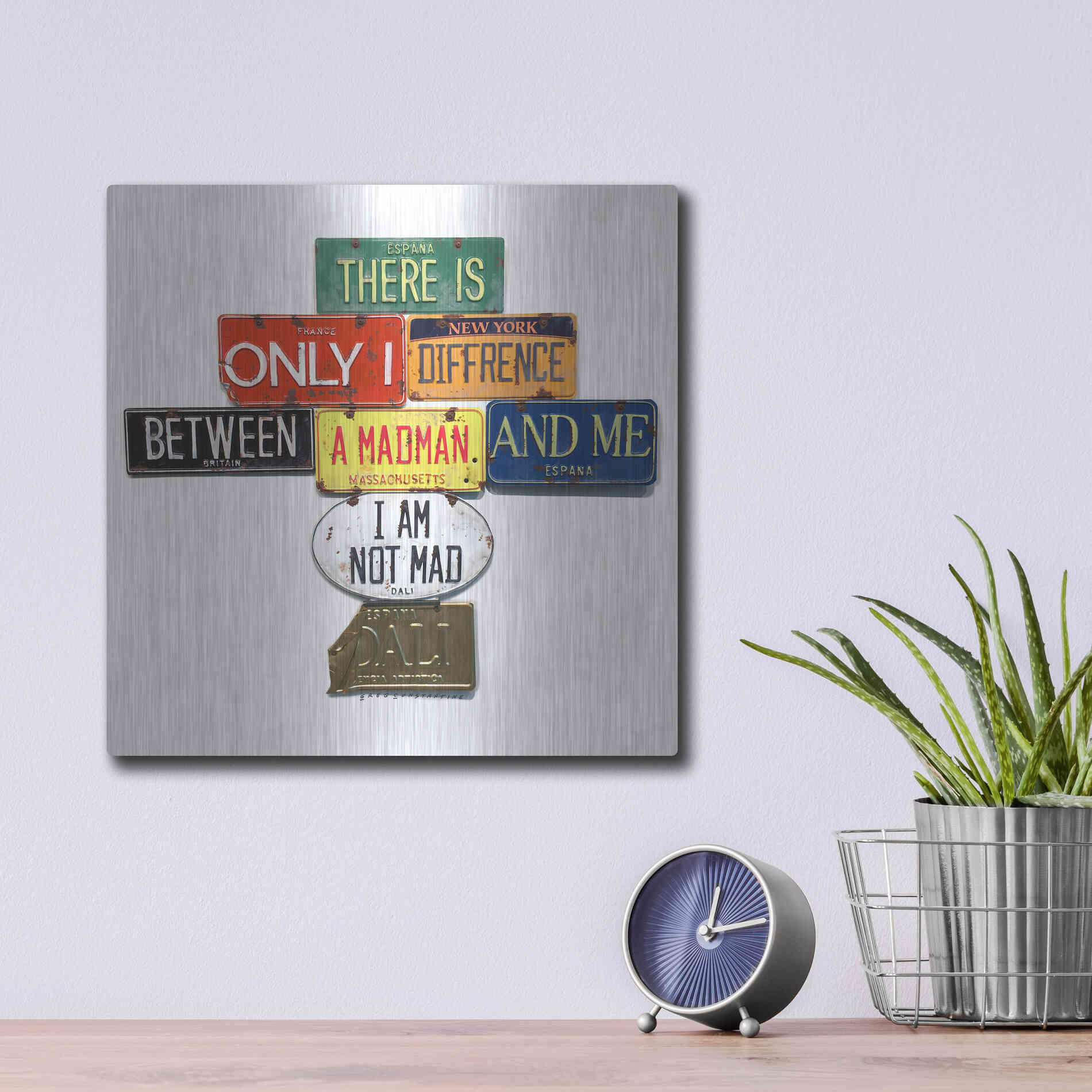 Luxe Metal Art 'Dali Not Mad' by Gregory Constantine, Metal Wall Art,12x12