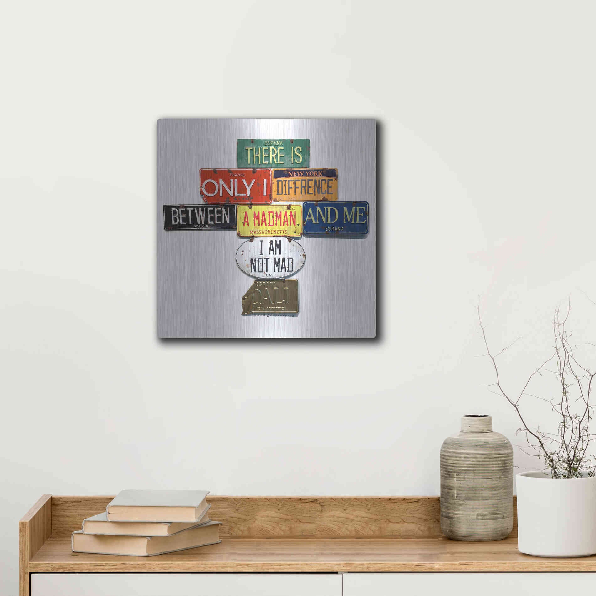 Luxe Metal Art 'Dali Not Mad' by Gregory Constantine, Metal Wall Art,12x12