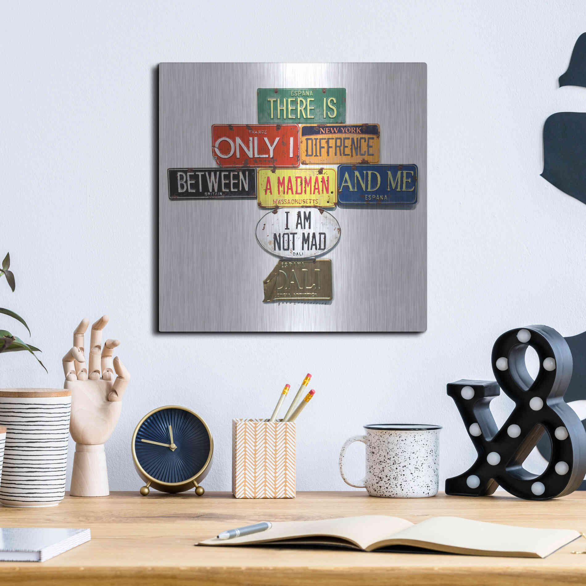 Luxe Metal Art 'Dali Not Mad' by Gregory Constantine, Metal Wall Art,12x12