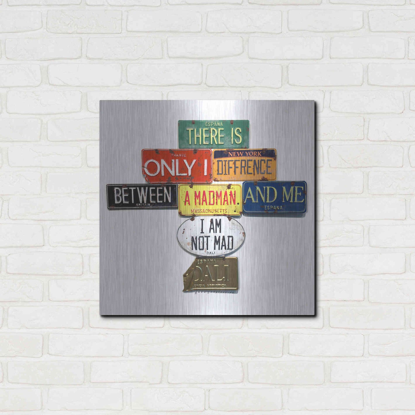 Luxe Metal Art 'Dali Not Mad' by Gregory Constantine, Metal Wall Art,24x24