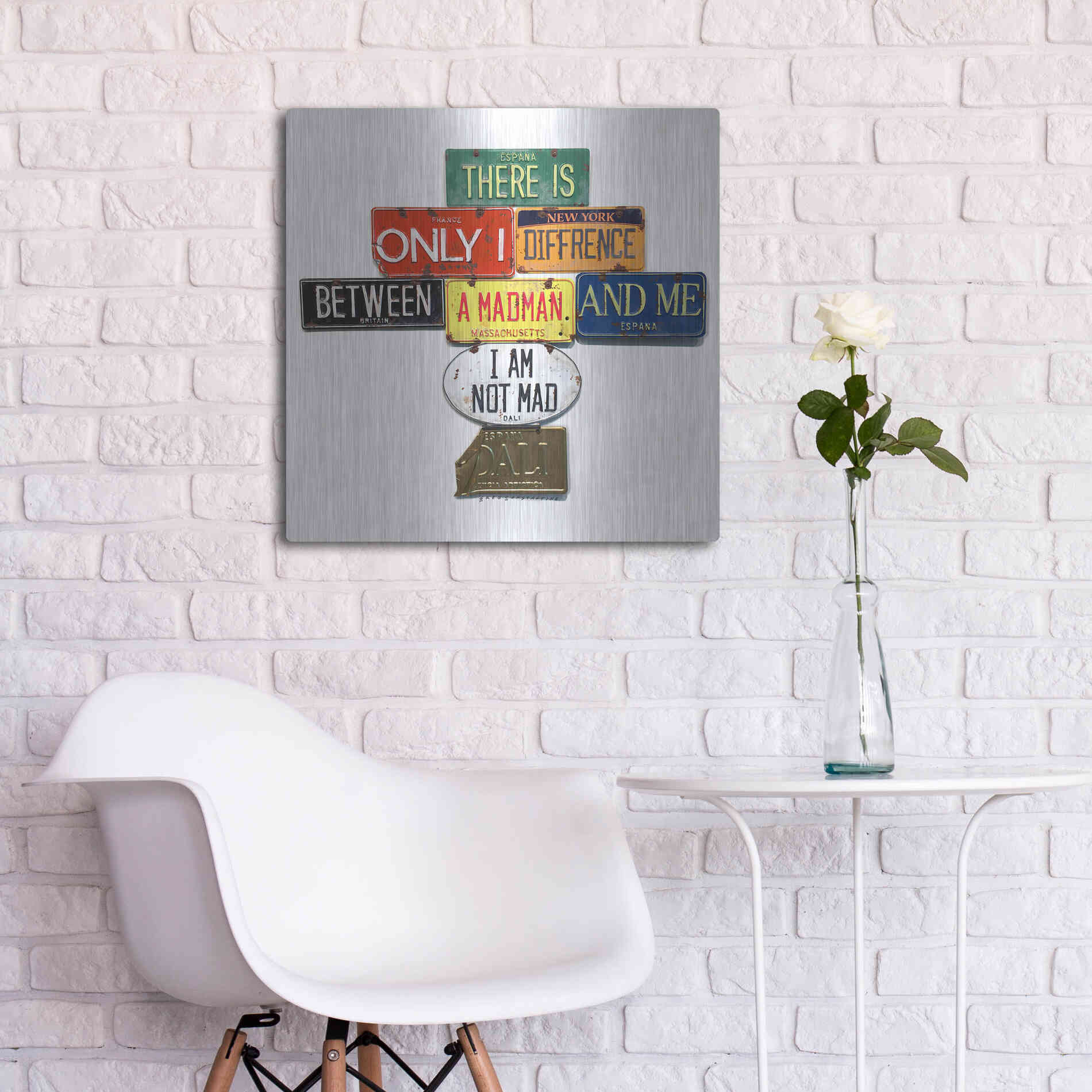 Luxe Metal Art 'Dali Not Mad' by Gregory Constantine, Metal Wall Art,24x24