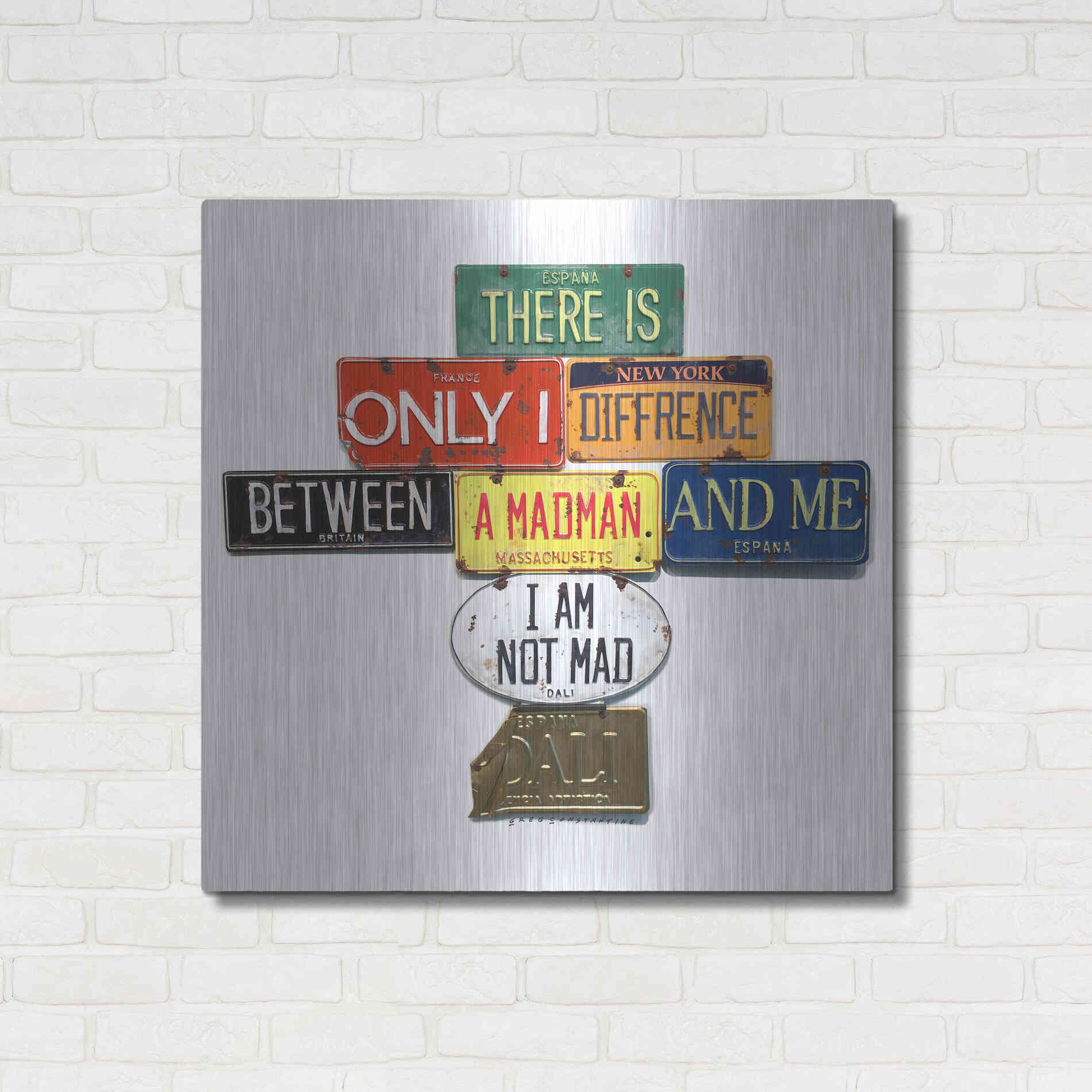 Luxe Metal Art 'Dali Not Mad' by Gregory Constantine, Metal Wall Art,36x36