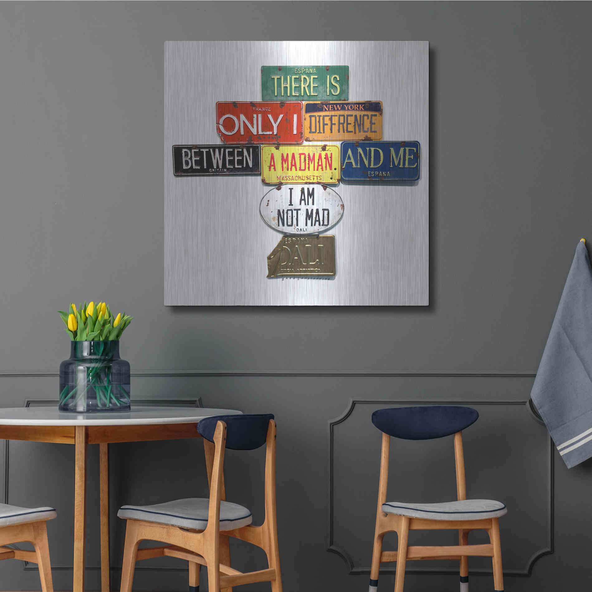 Luxe Metal Art 'Dali Not Mad' by Gregory Constantine, Metal Wall Art,36x36