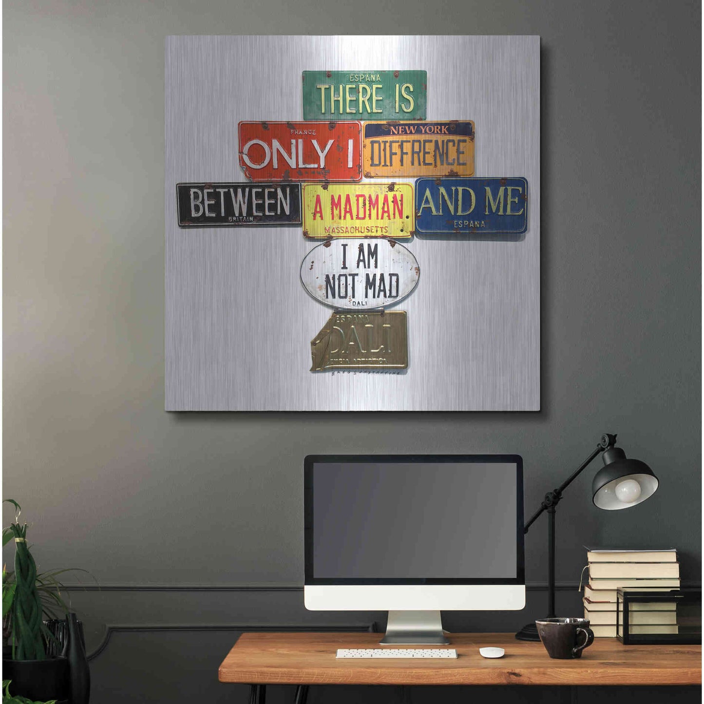 Luxe Metal Art 'Dali Not Mad' by Gregory Constantine, Metal Wall Art,36x36