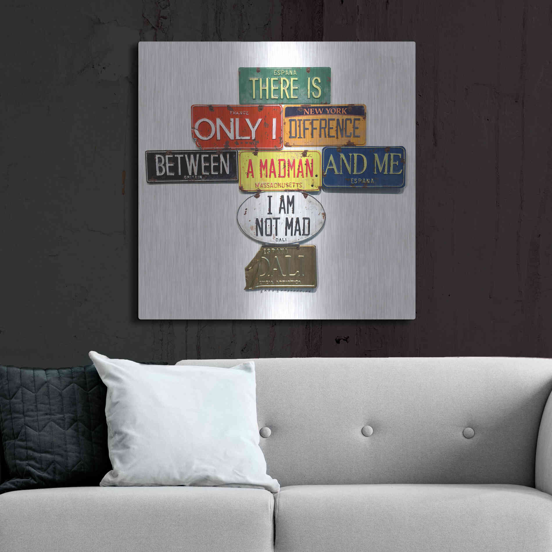 Luxe Metal Art 'Dali Not Mad' by Gregory Constantine, Metal Wall Art,36x36