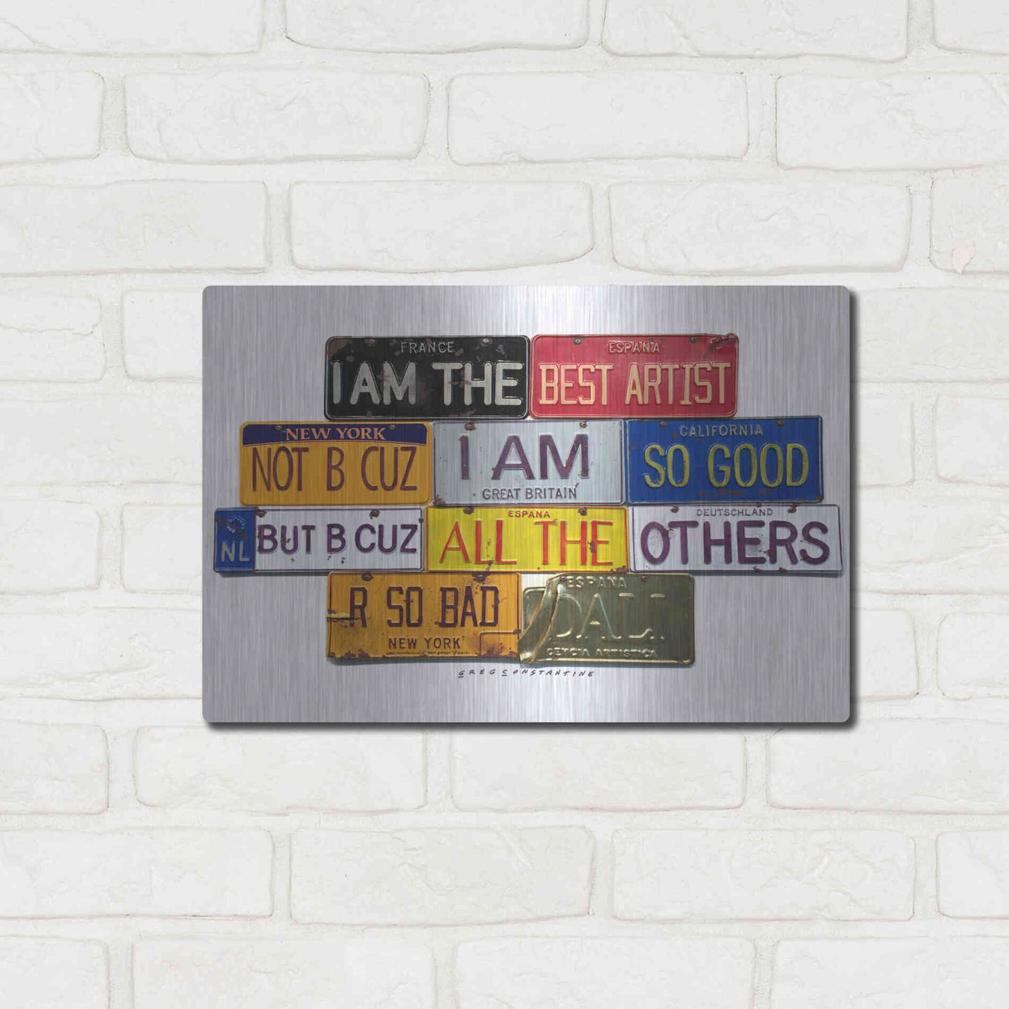 Luxe Metal Art 'Dali Best Artist' by Gregory Constantine, Metal Wall Art,16x12