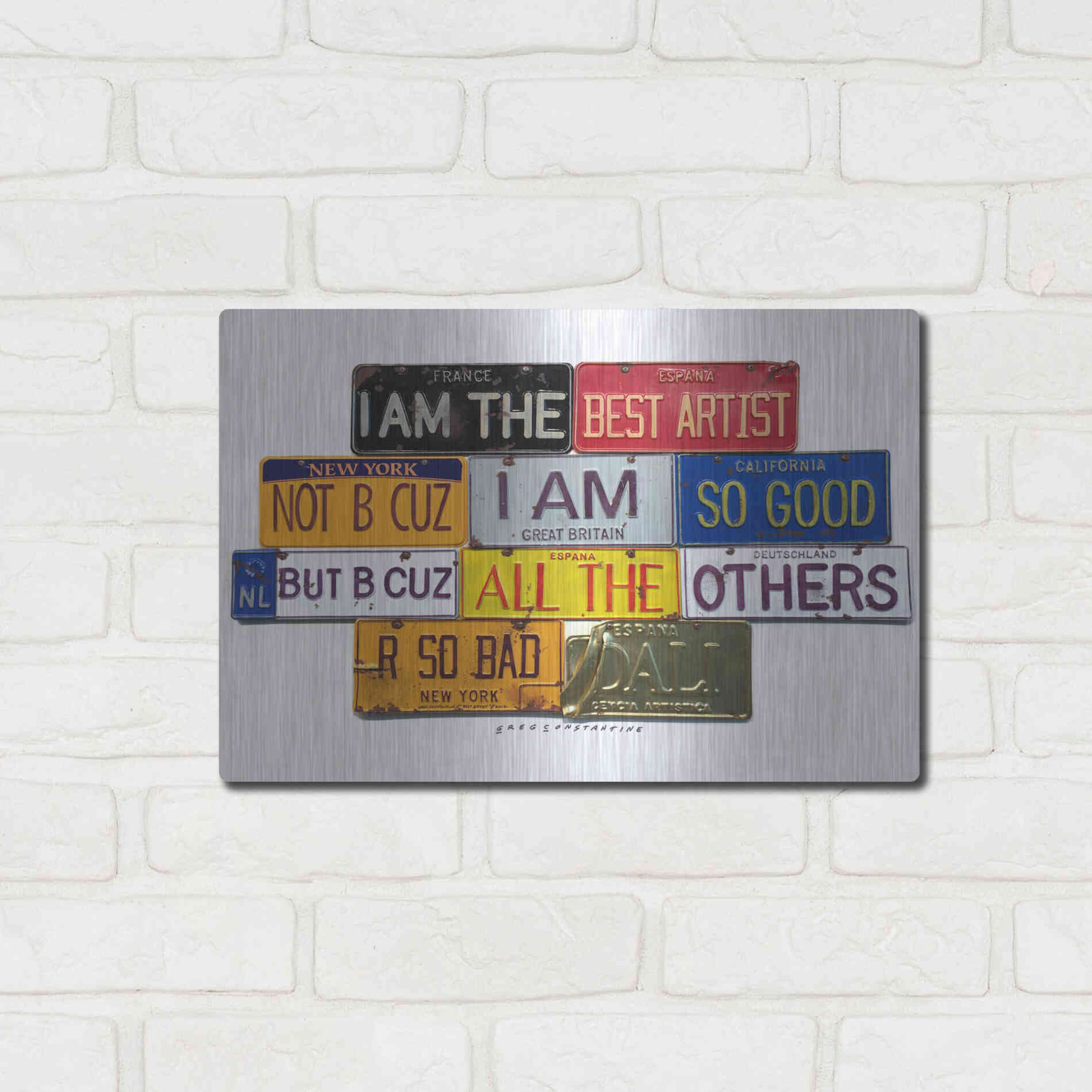 Luxe Metal Art 'Dali Best Artist' by Gregory Constantine, Metal Wall Art,16x12