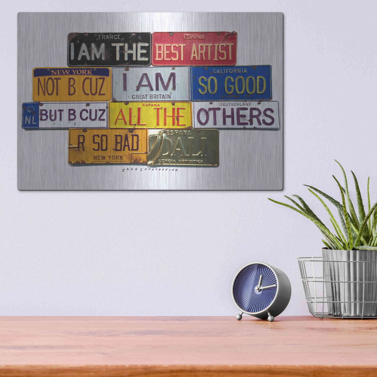 Luxe Metal Art 'Dali Best Artist' by Gregory Constantine, Metal Wall Art,16x12