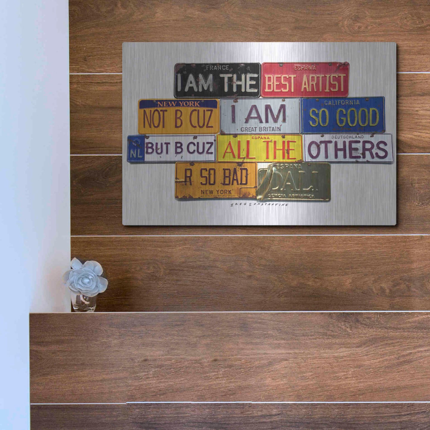 Luxe Metal Art 'Dali Best Artist' by Gregory Constantine, Metal Wall Art,16x12