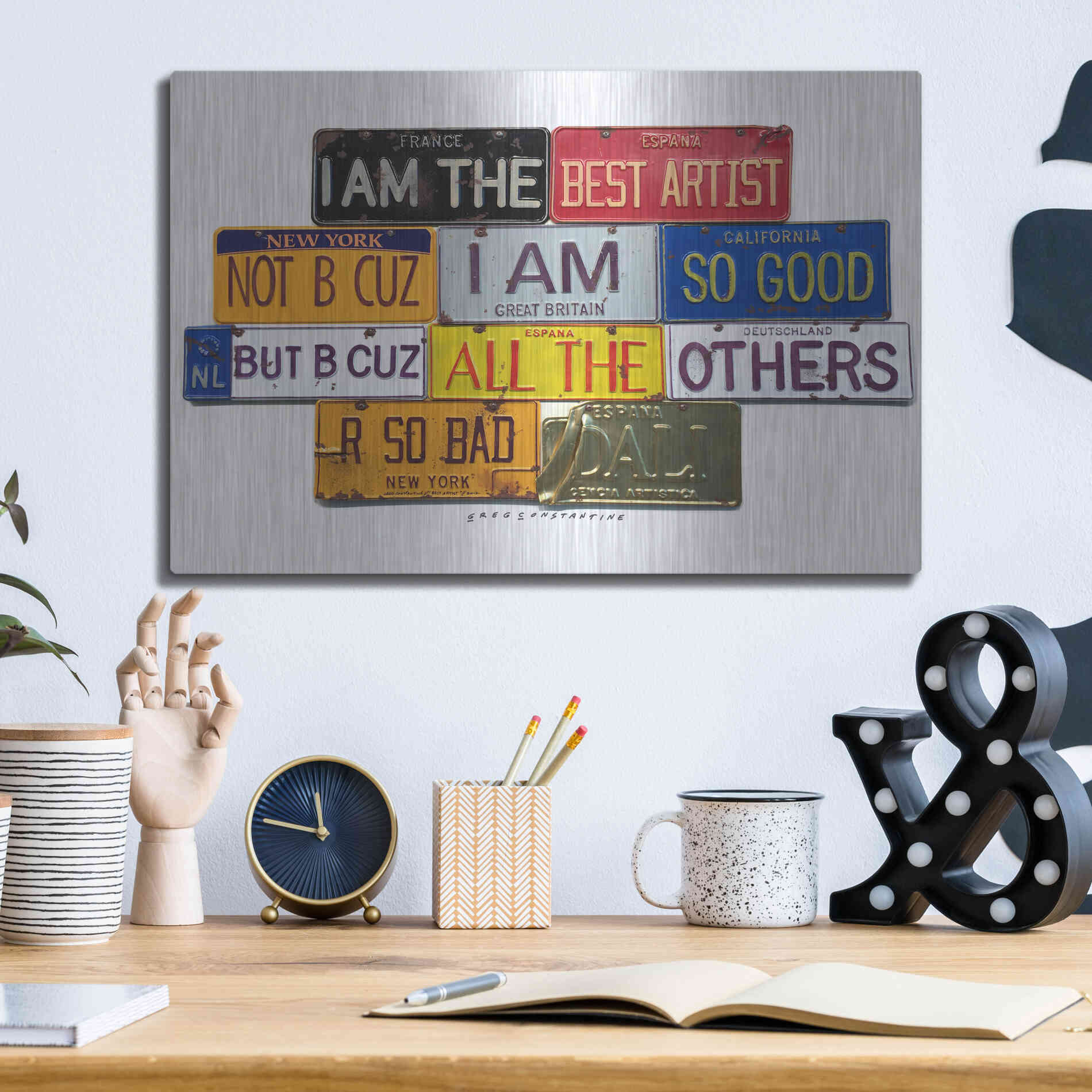 Luxe Metal Art 'Dali Best Artist' by Gregory Constantine, Metal Wall Art,16x12