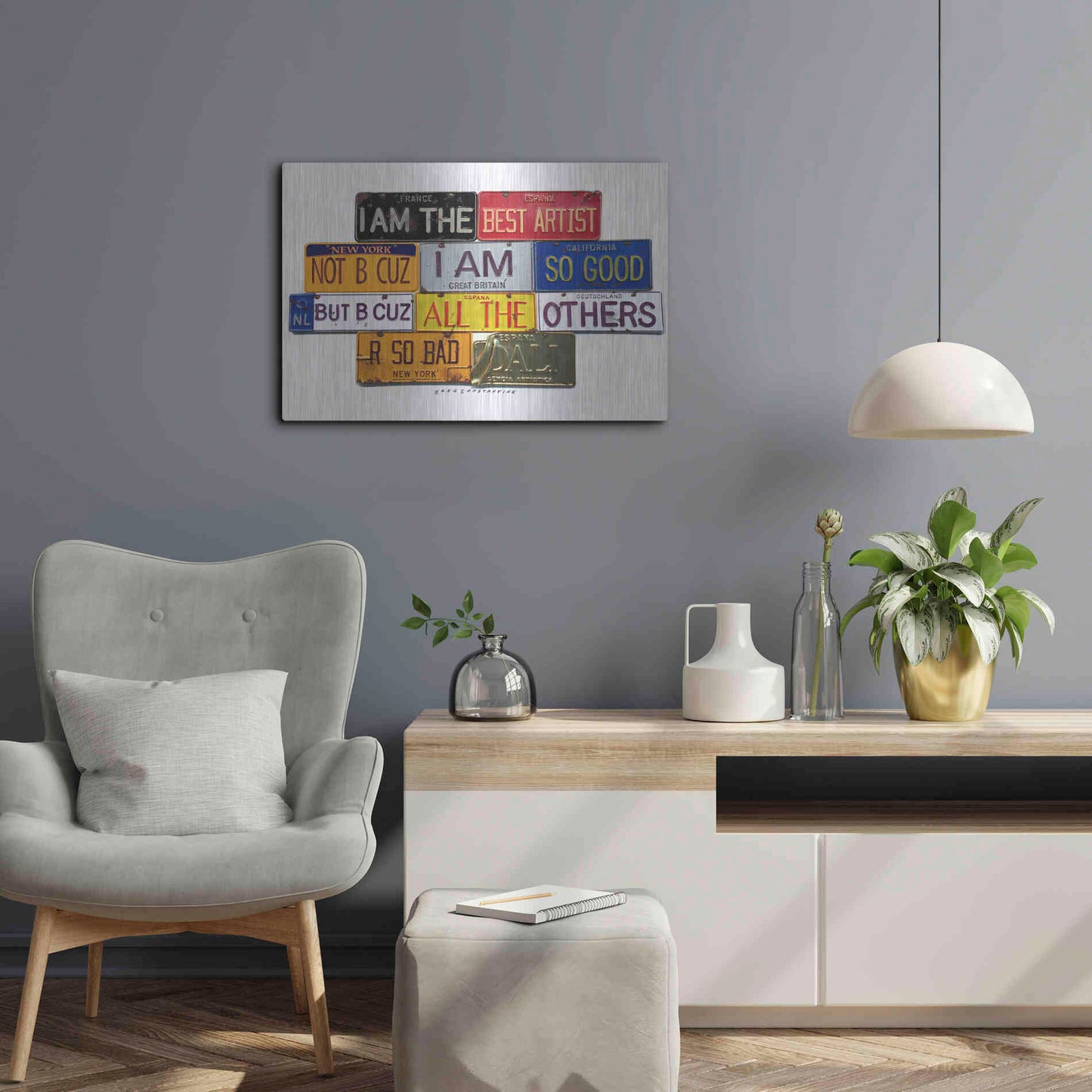 Luxe Metal Art 'Dali Best Artist' by Gregory Constantine, Metal Wall Art,24x16