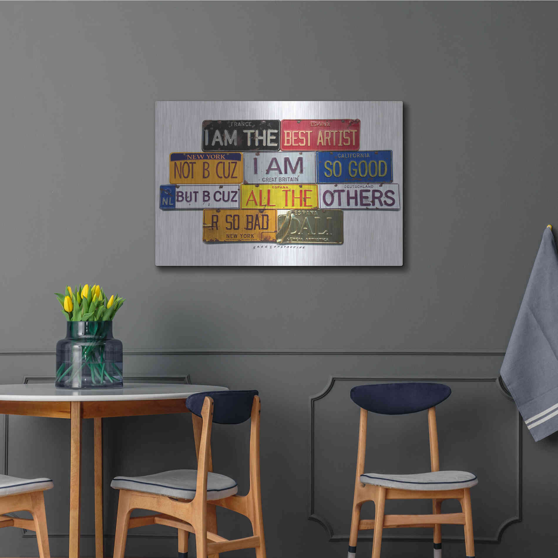 Luxe Metal Art 'Dali Best Artist' by Gregory Constantine, Metal Wall Art,36x24