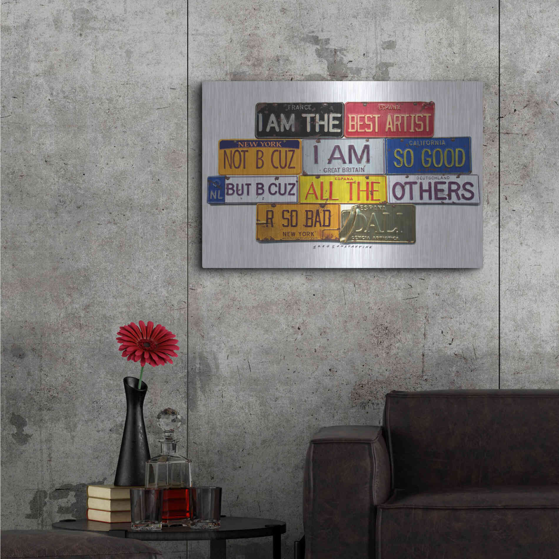 Luxe Metal Art 'Dali Best Artist' by Gregory Constantine, Metal Wall Art,36x24