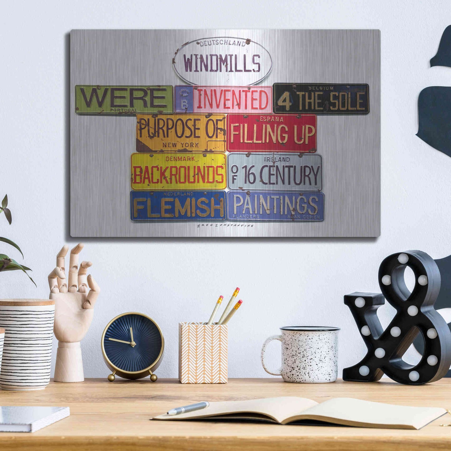 Luxe Metal Art 'Coren Windmills' by Gregory Constantine, Metal Wall Art,16x12