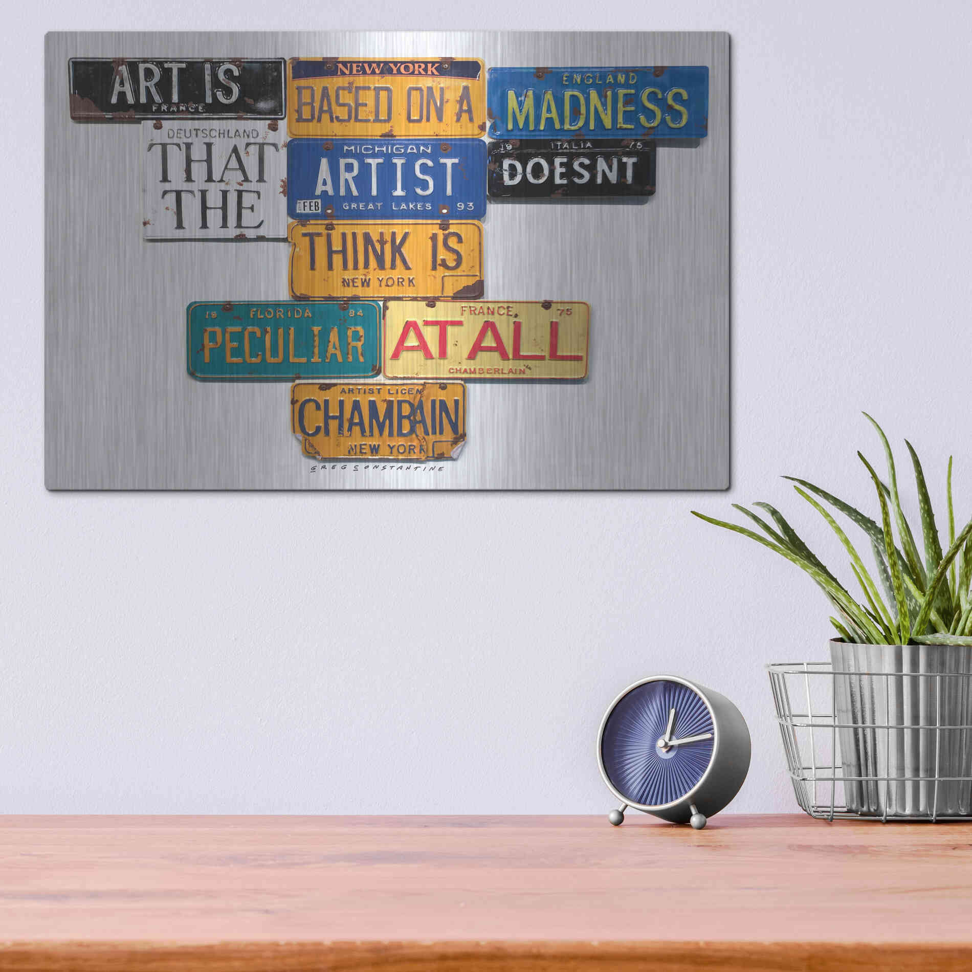 Luxe Metal Art 'Chamberlain Art Is Madness' by Gregory Constantine, Metal Wall Art,16x12