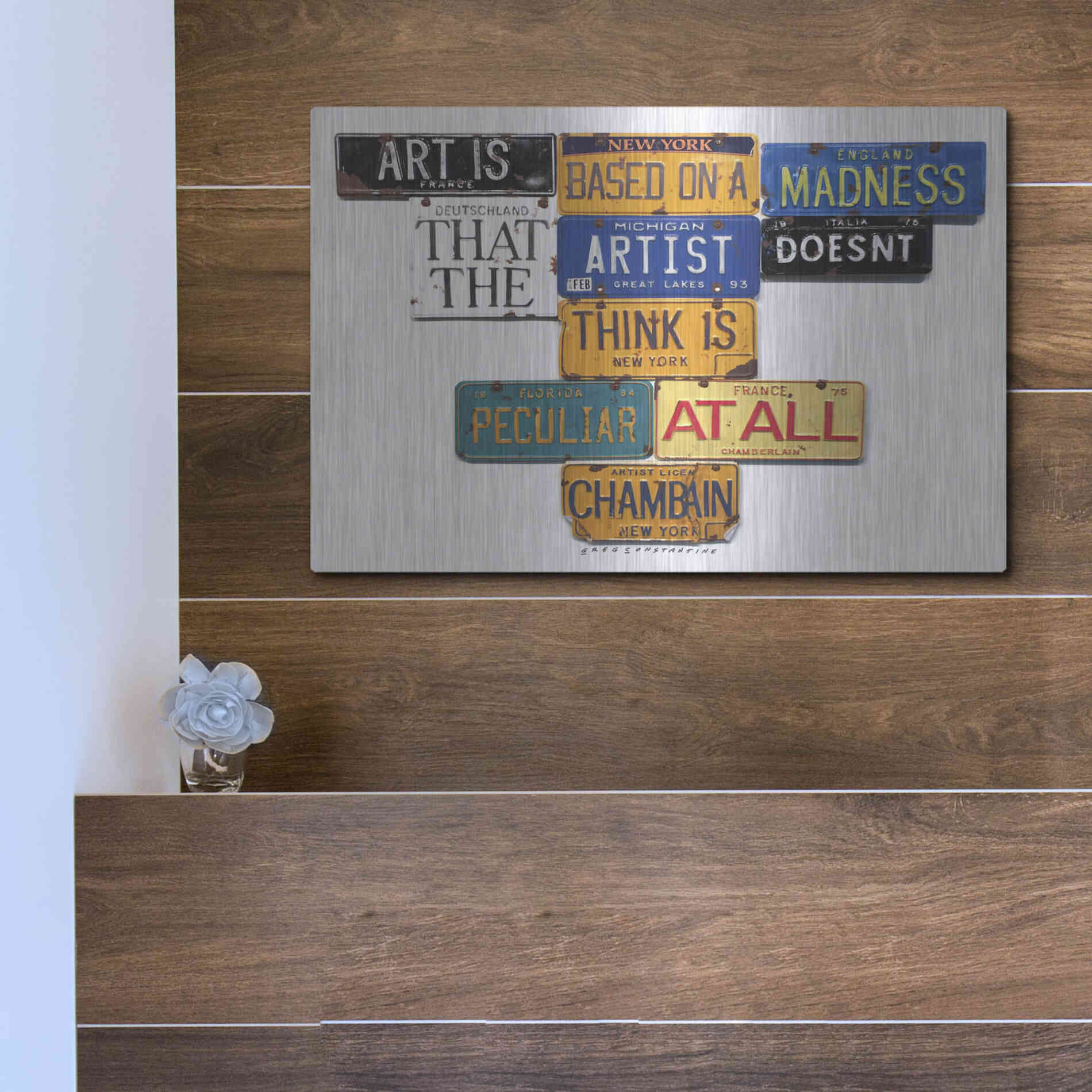 Luxe Metal Art 'Chamberlain Art Is Madness' by Gregory Constantine, Metal Wall Art,16x12