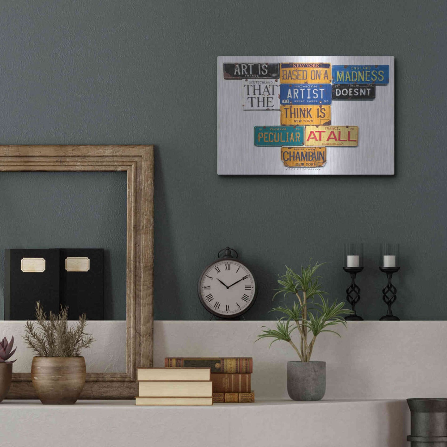 Luxe Metal Art 'Chamberlain Art Is Madness' by Gregory Constantine, Metal Wall Art,16x12