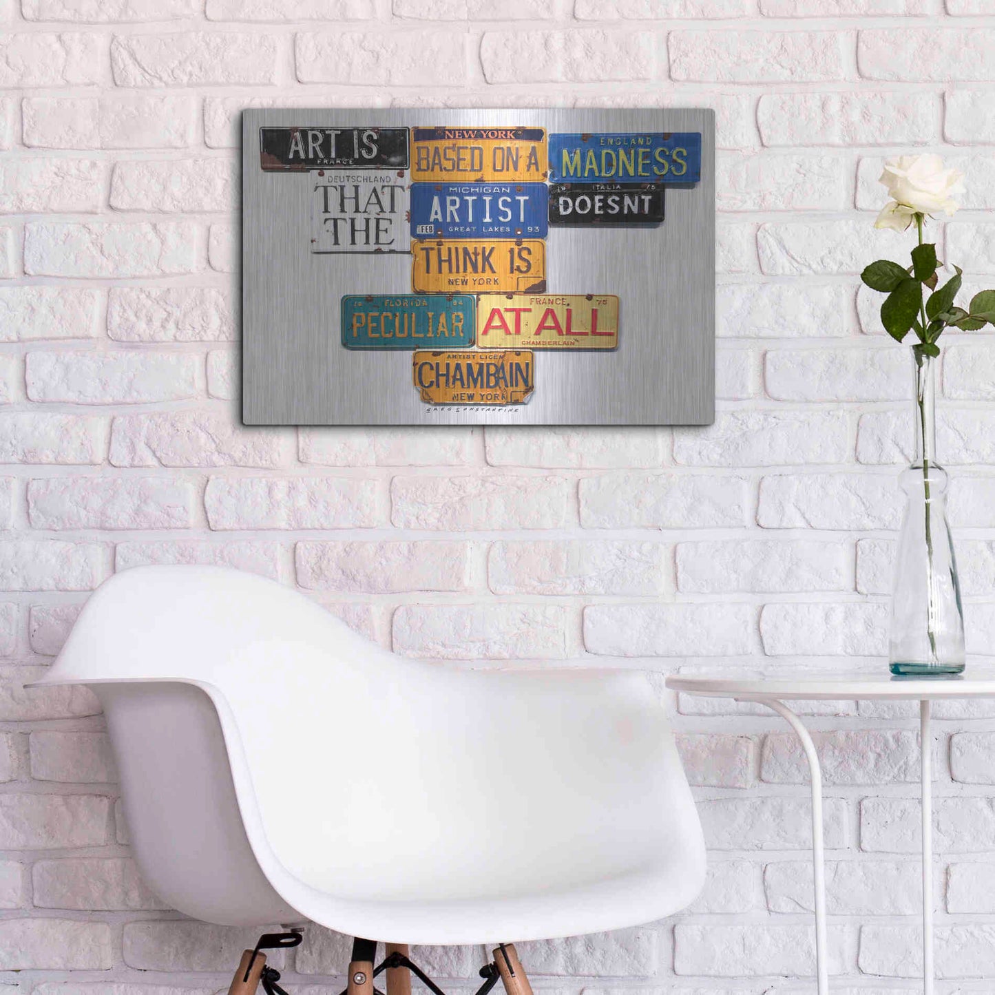 Luxe Metal Art 'Chamberlain Art Is Madness' by Gregory Constantine, Metal Wall Art,24x16