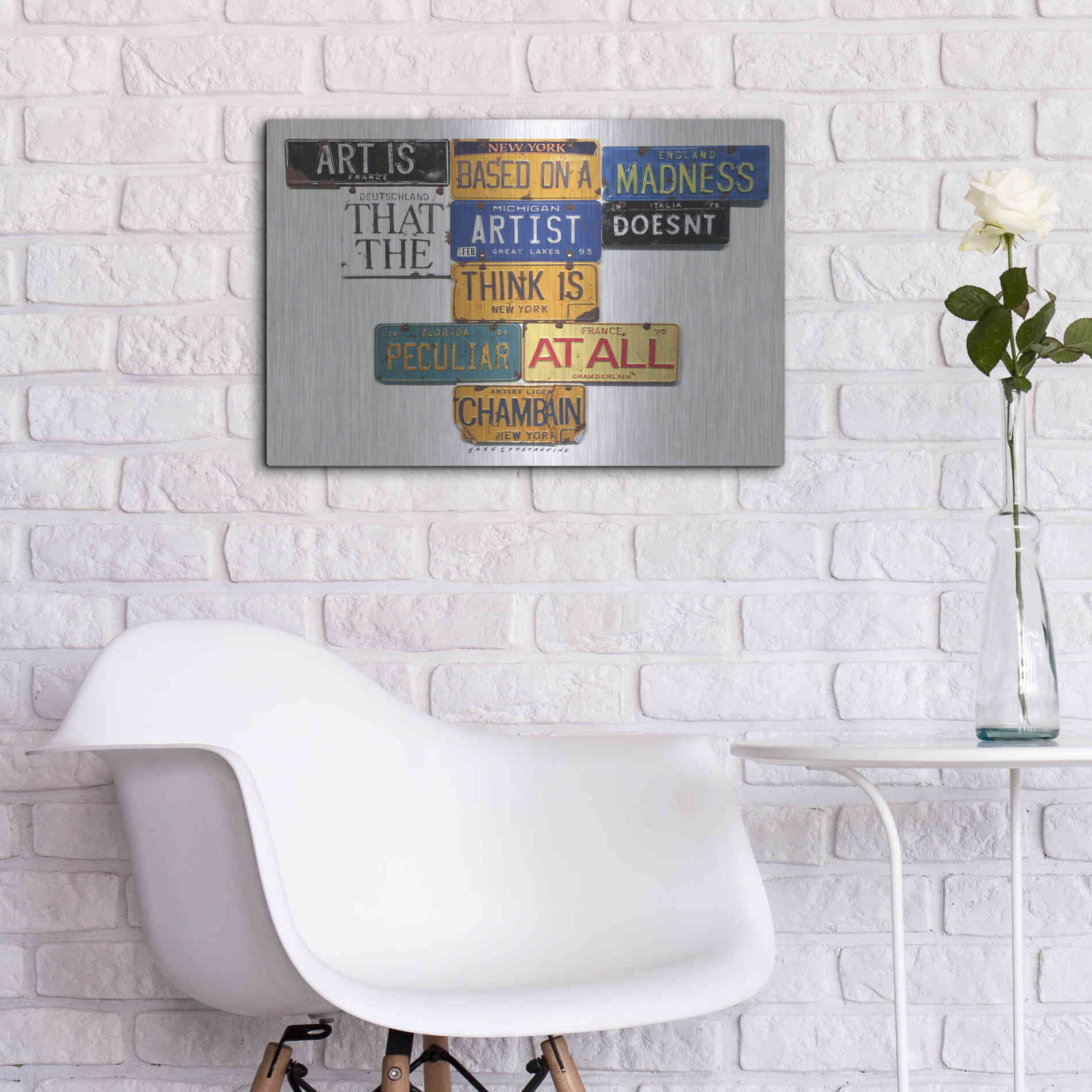 Luxe Metal Art 'Chamberlain Art Is Madness' by Gregory Constantine, Metal Wall Art,24x16