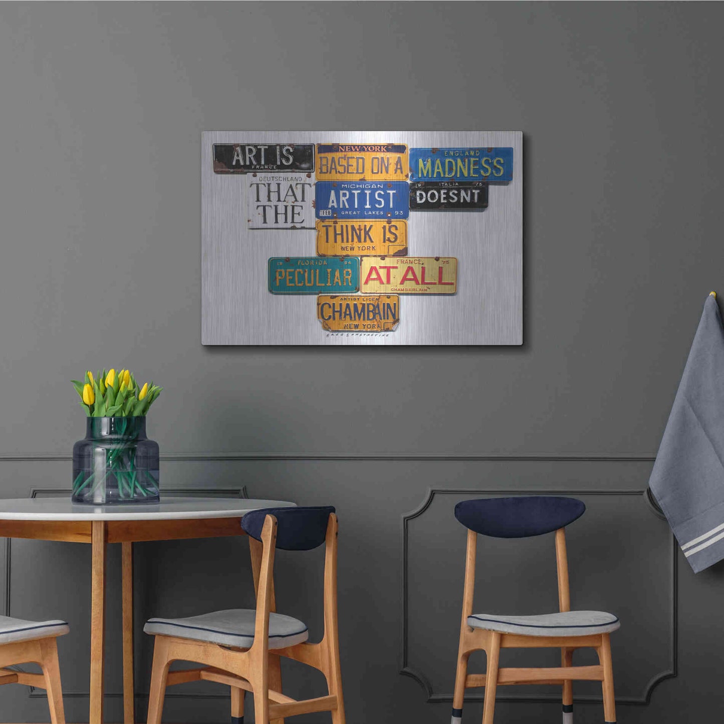 Luxe Metal Art 'Chamberlain Art Is Madness' by Gregory Constantine, Metal Wall Art,36x24