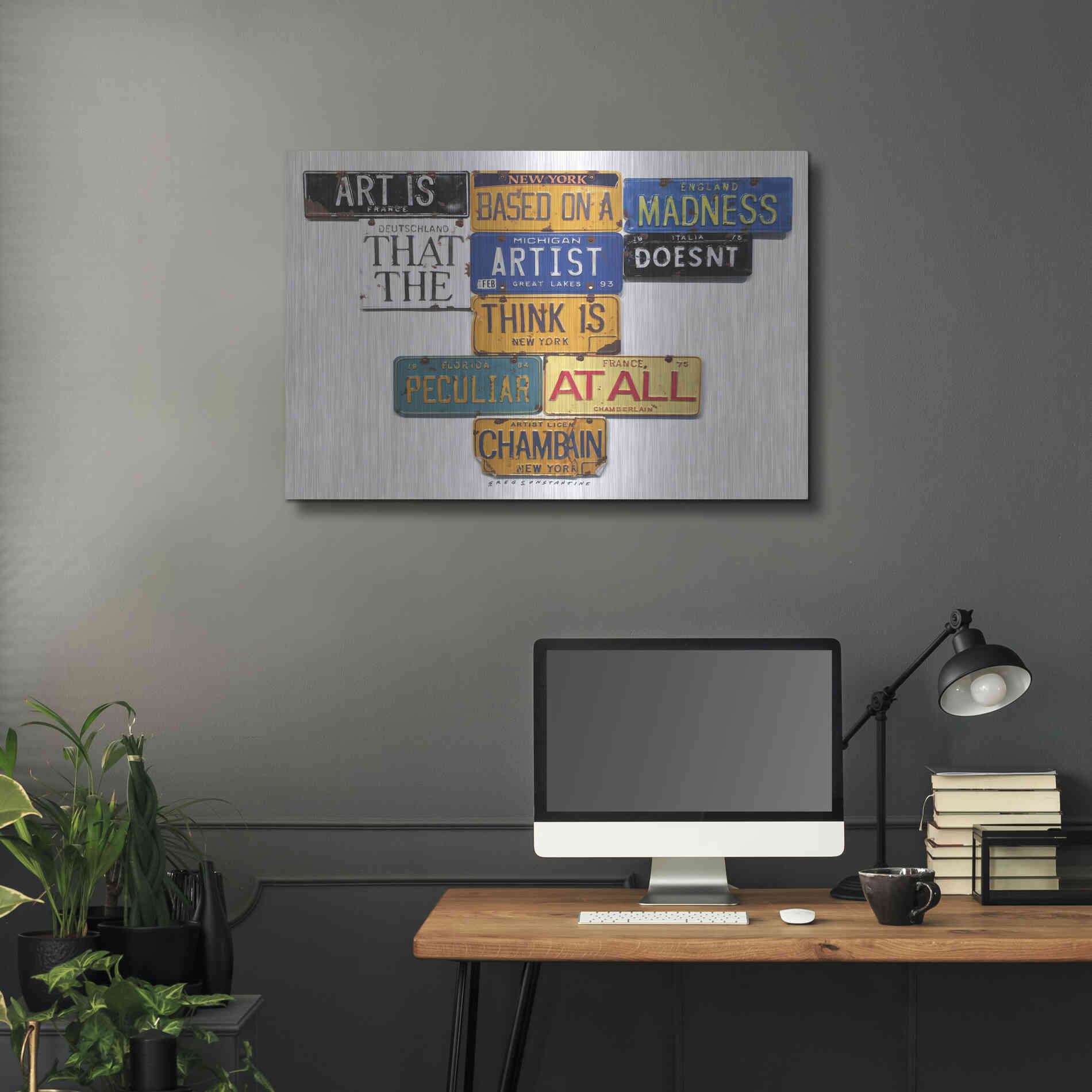 Luxe Metal Art 'Chamberlain Art Is Madness' by Gregory Constantine, Metal Wall Art,36x24