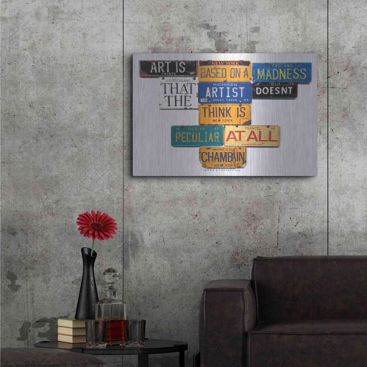 Luxe Metal Art 'Chamberlain Art Is Madness' by Gregory Constantine, Metal Wall Art,36x24