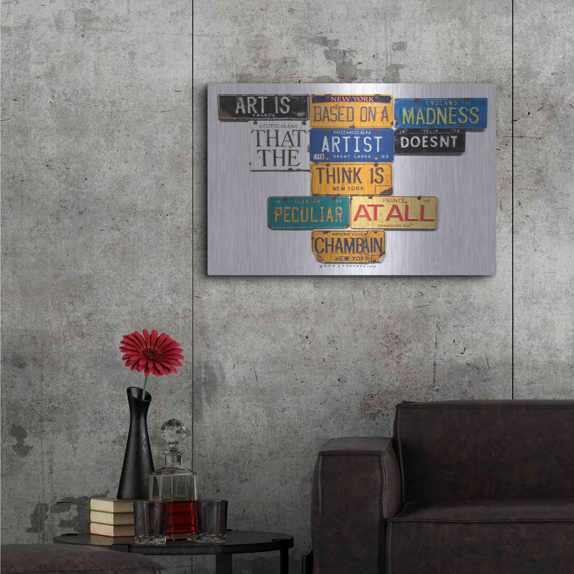 Luxe Metal Art 'Chamberlain Art Is Madness' by Gregory Constantine, Metal Wall Art,36x24