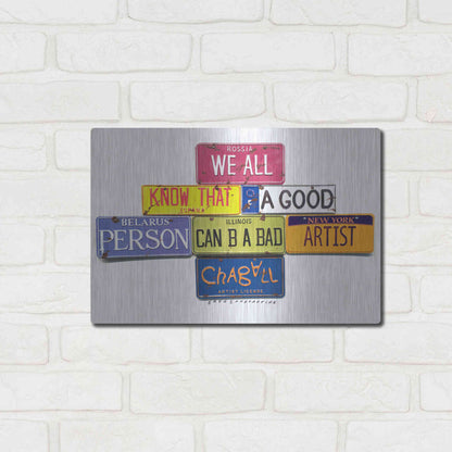 Luxe Metal Art 'Chagall B A Bad Artist' by Gregory Constantine, Metal Wall Art,16x12