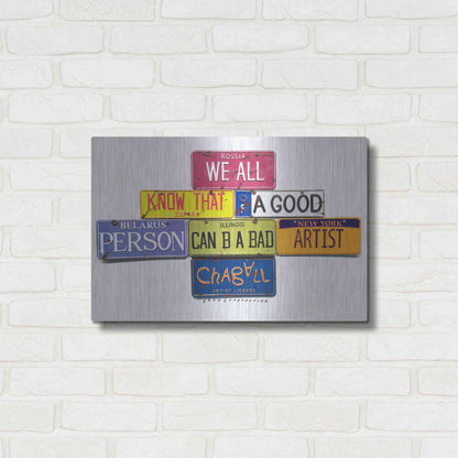 Luxe Metal Art 'Chagall B A Bad Artist' by Gregory Constantine, Metal Wall Art,24x16