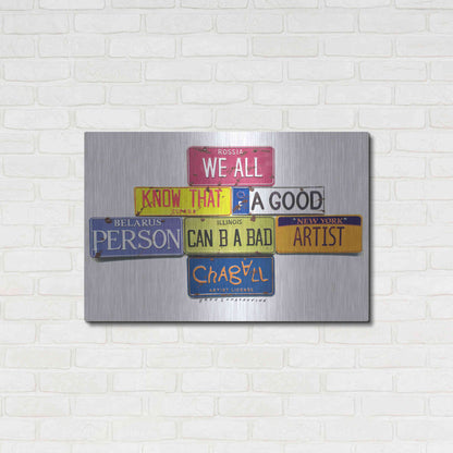 Luxe Metal Art 'Chagall B A Bad Artist' by Gregory Constantine, Metal Wall Art,36x24