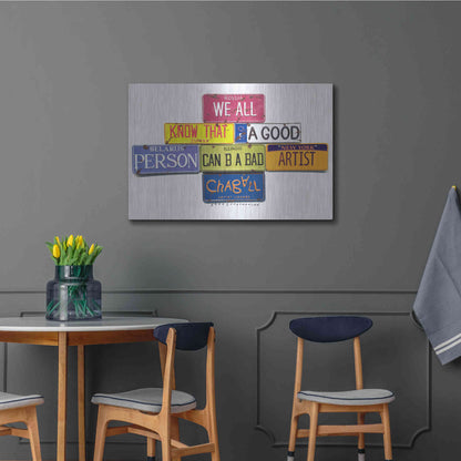 Luxe Metal Art 'Chagall B A Bad Artist' by Gregory Constantine, Metal Wall Art,36x24