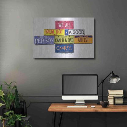 Luxe Metal Art 'Chagall B A Bad Artist' by Gregory Constantine, Metal Wall Art,36x24