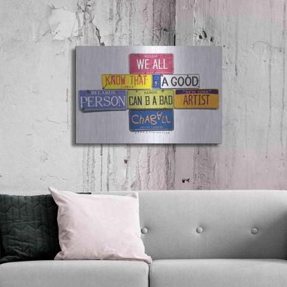 Luxe Metal Art 'Chagall B A Bad Artist' by Gregory Constantine, Metal Wall Art,36x24