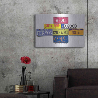 Luxe Metal Art 'Chagall B A Bad Artist' by Gregory Constantine, Metal Wall Art,36x24