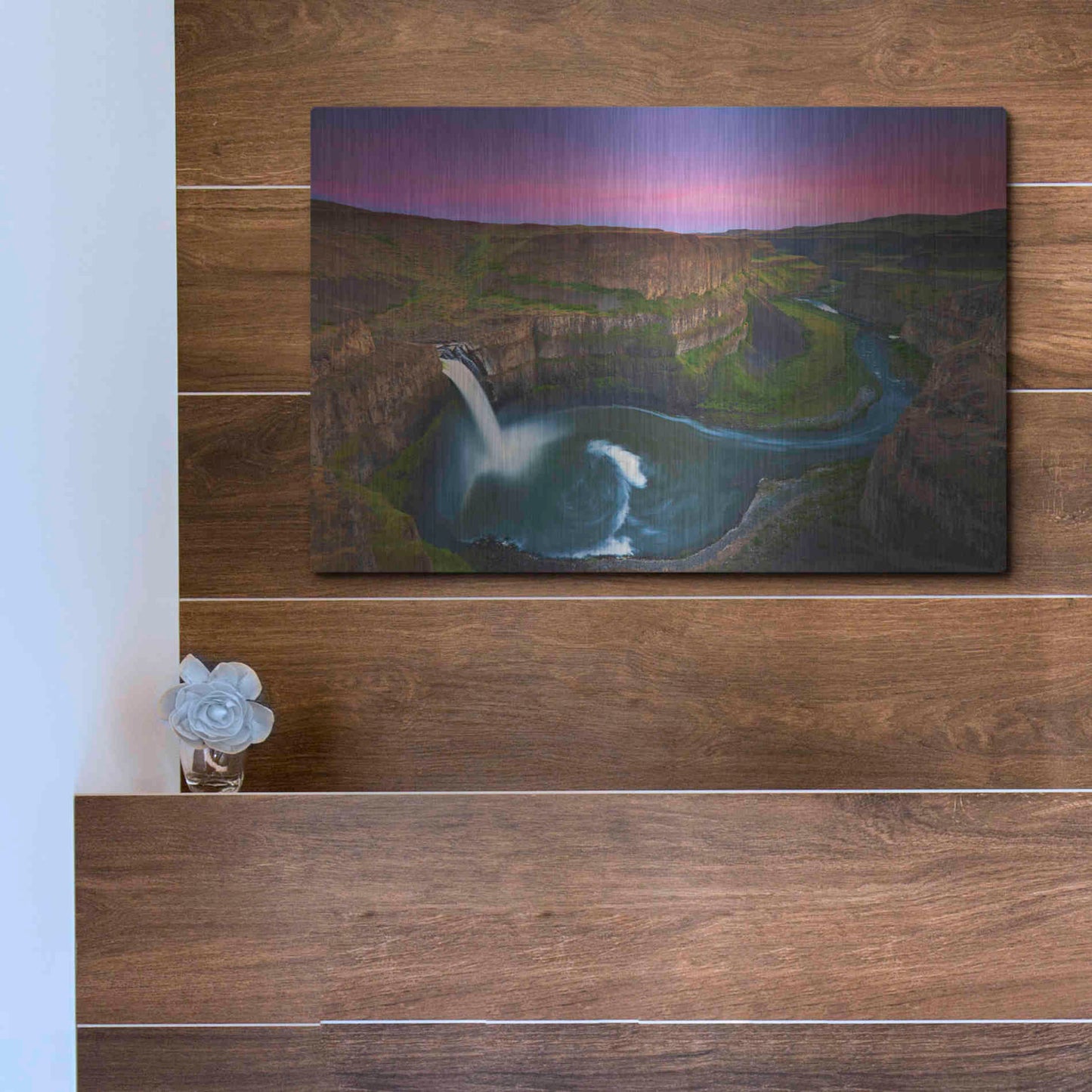 Luxe Metal Art 'Palouse Falls' by Jesse Estes, Metal Wall Art,16x12