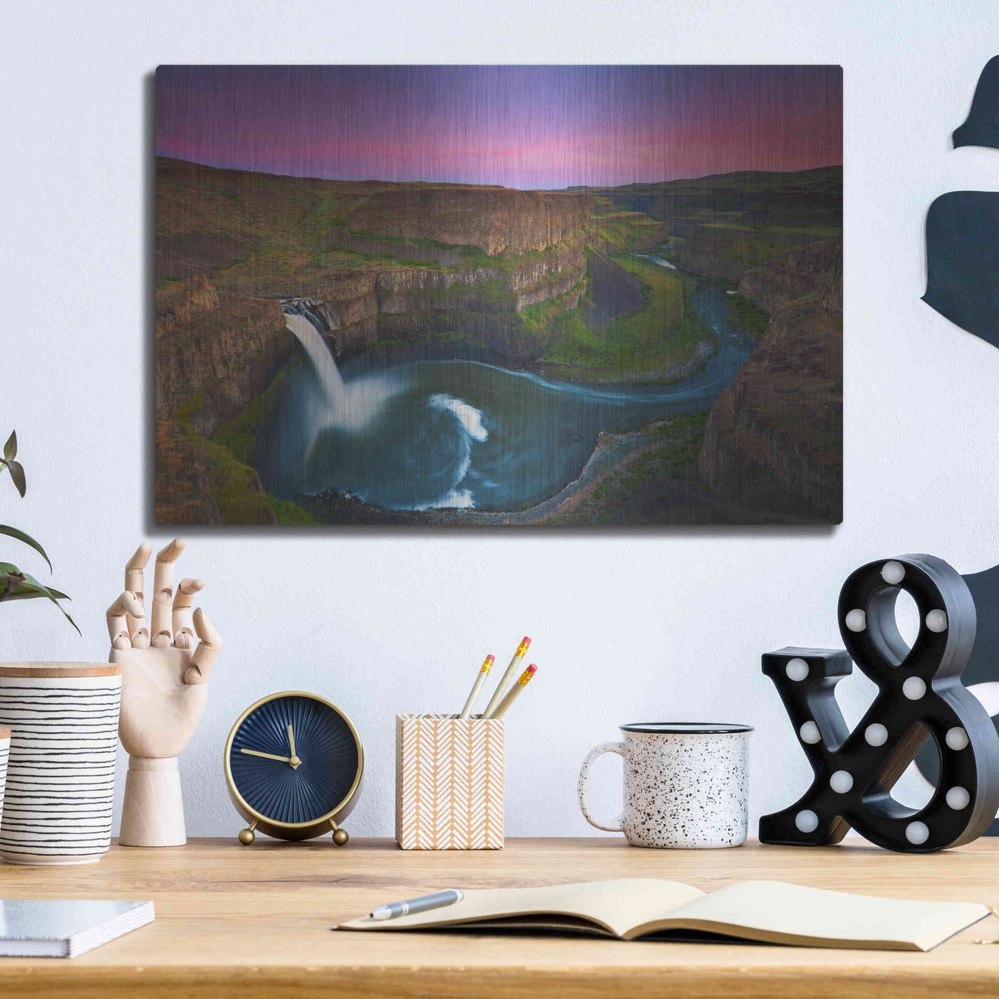 Luxe Metal Art 'Palouse Falls' by Jesse Estes, Metal Wall Art,16x12