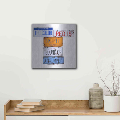 Luxe Metal Art 'Carey The Color Red' by Gregory Constantine, Metal Wall Art,12x12