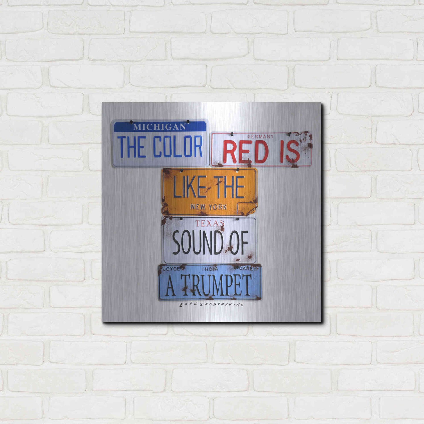 Luxe Metal Art 'Carey The Color Red' by Gregory Constantine, Metal Wall Art,24x24