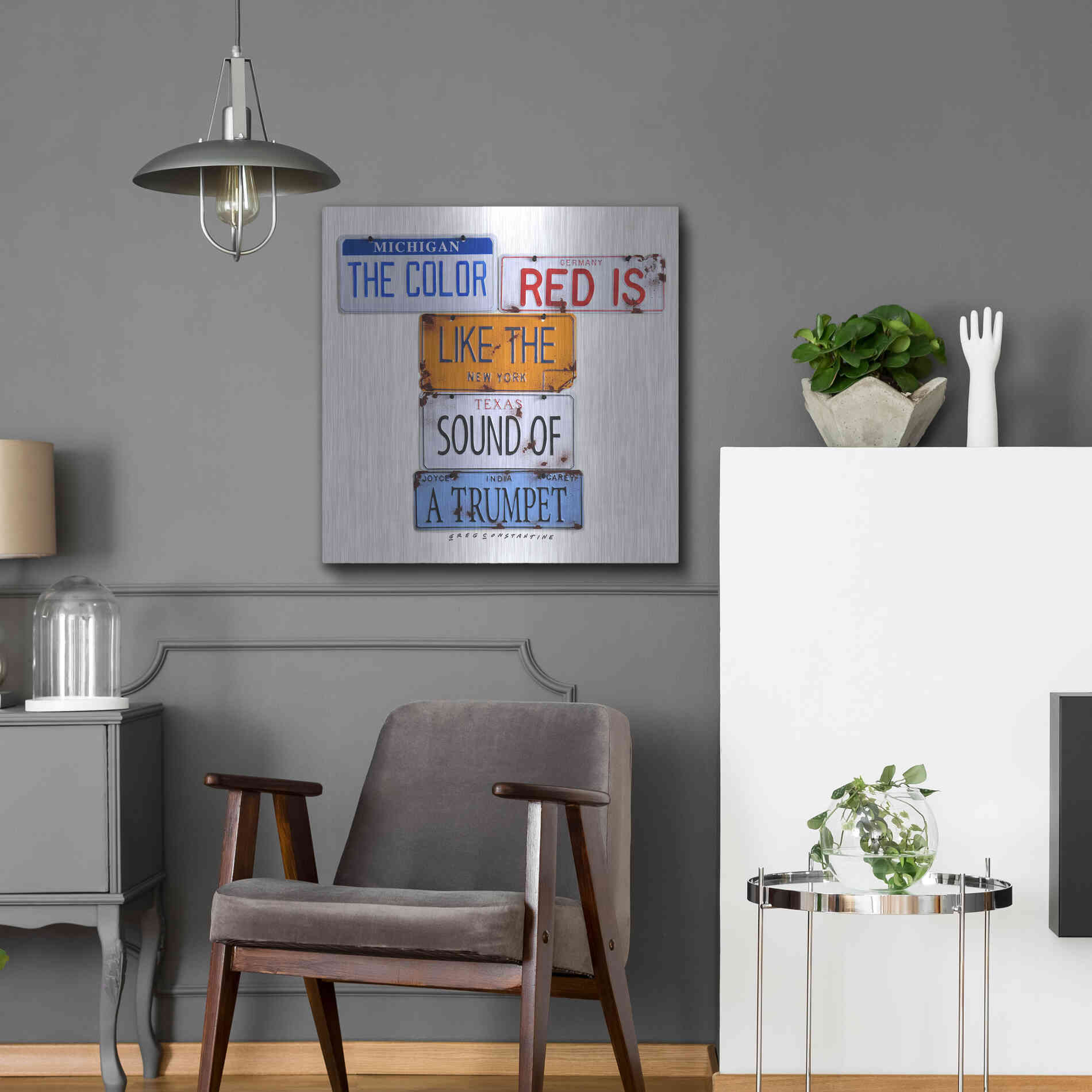 Luxe Metal Art 'Carey The Color Red' by Gregory Constantine, Metal Wall Art,24x24