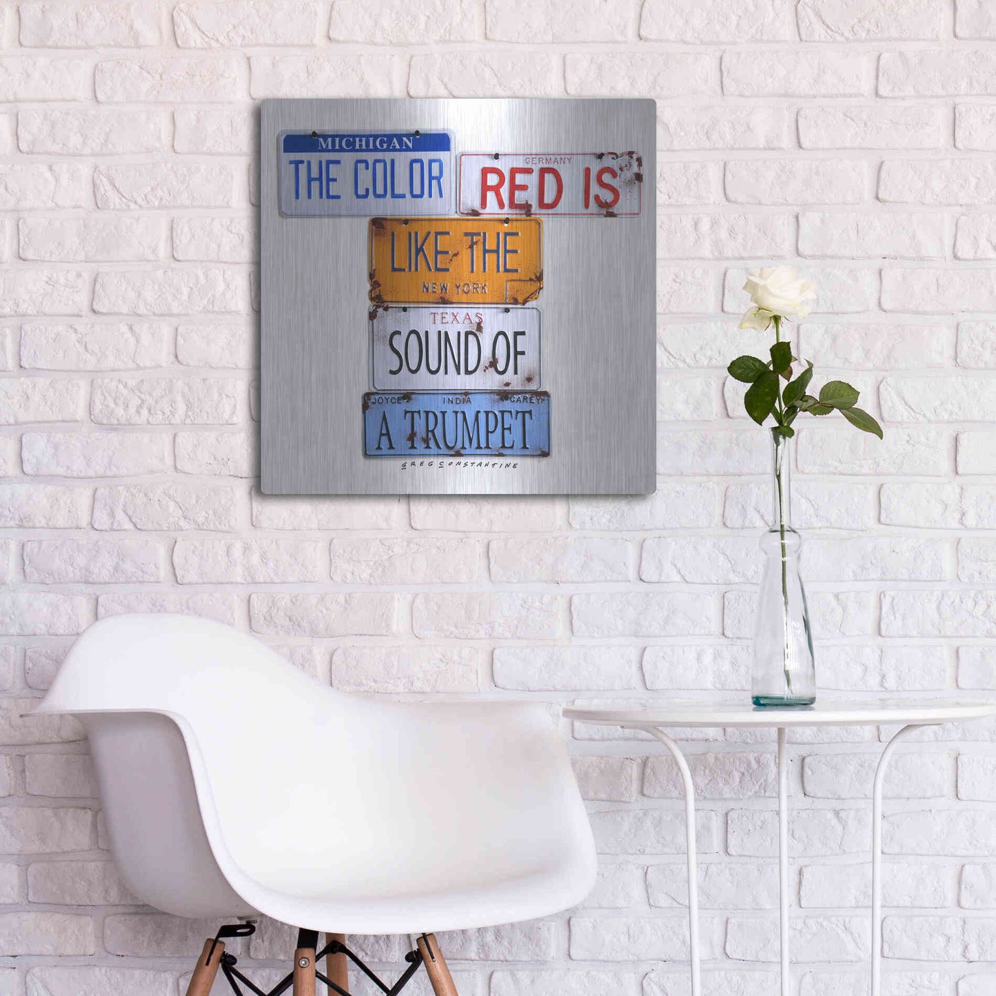 Luxe Metal Art 'Carey The Color Red' by Gregory Constantine, Metal Wall Art,24x24