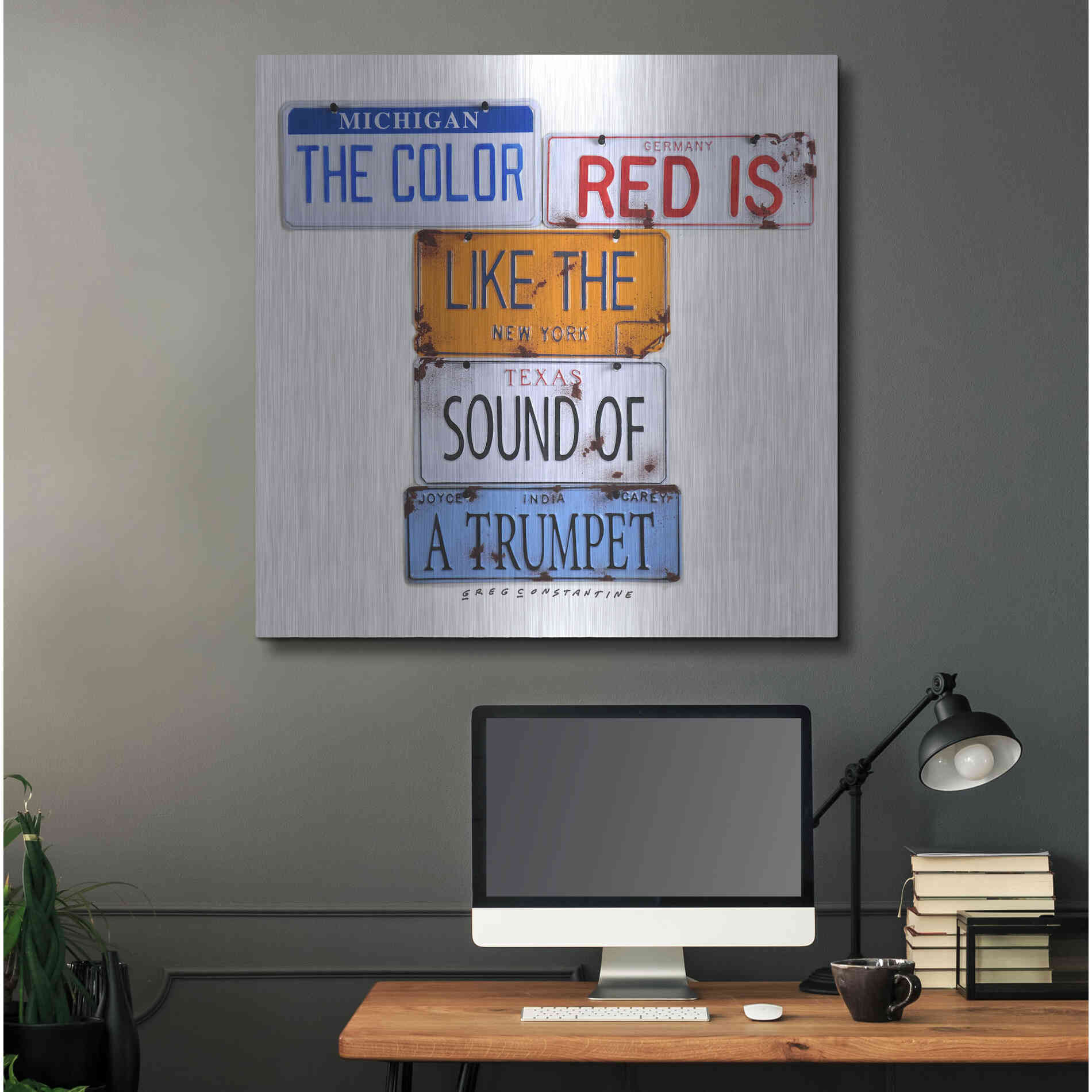 Luxe Metal Art 'Carey The Color Red' by Gregory Constantine, Metal Wall Art,36x36