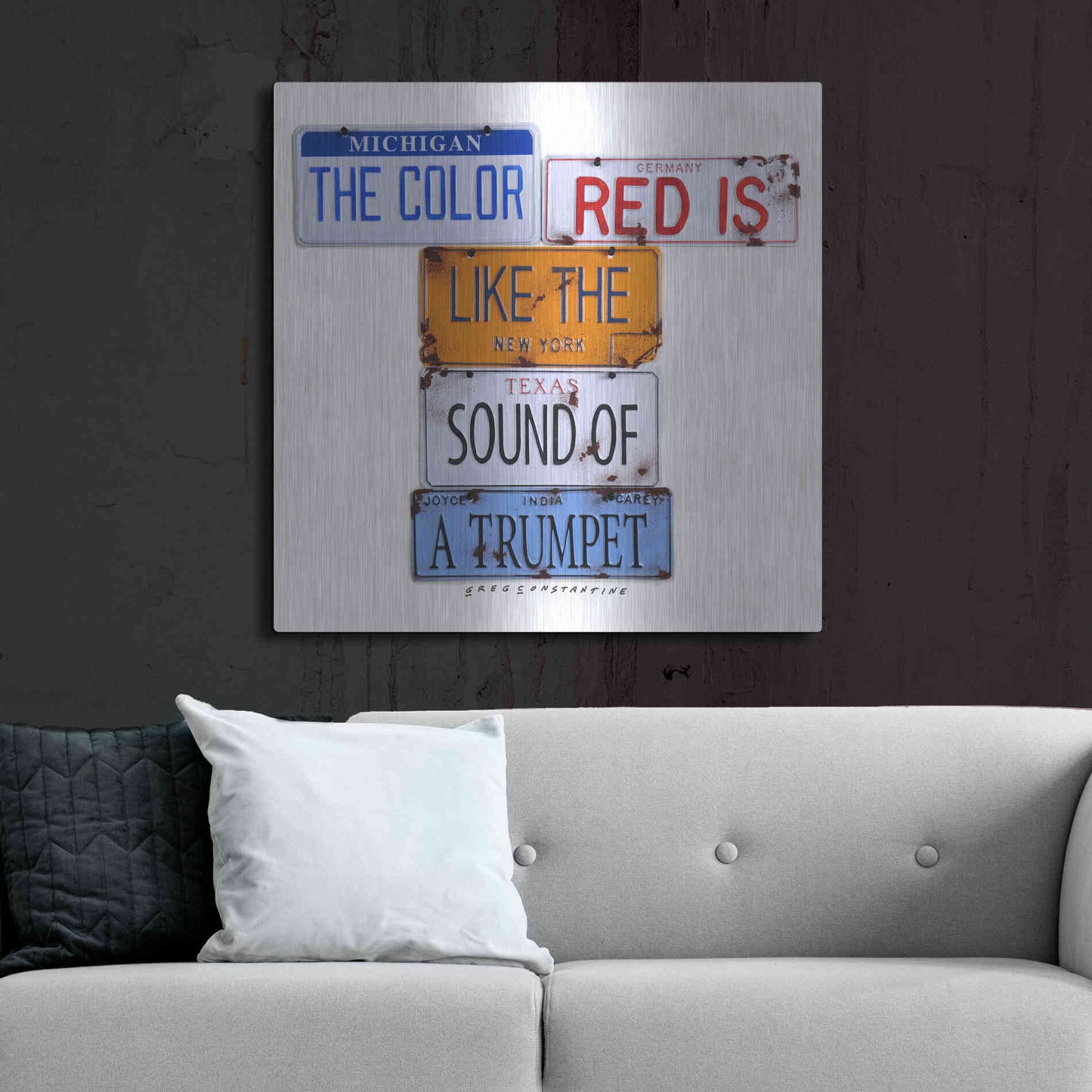 Luxe Metal Art 'Carey The Color Red' by Gregory Constantine, Metal Wall Art,36x36