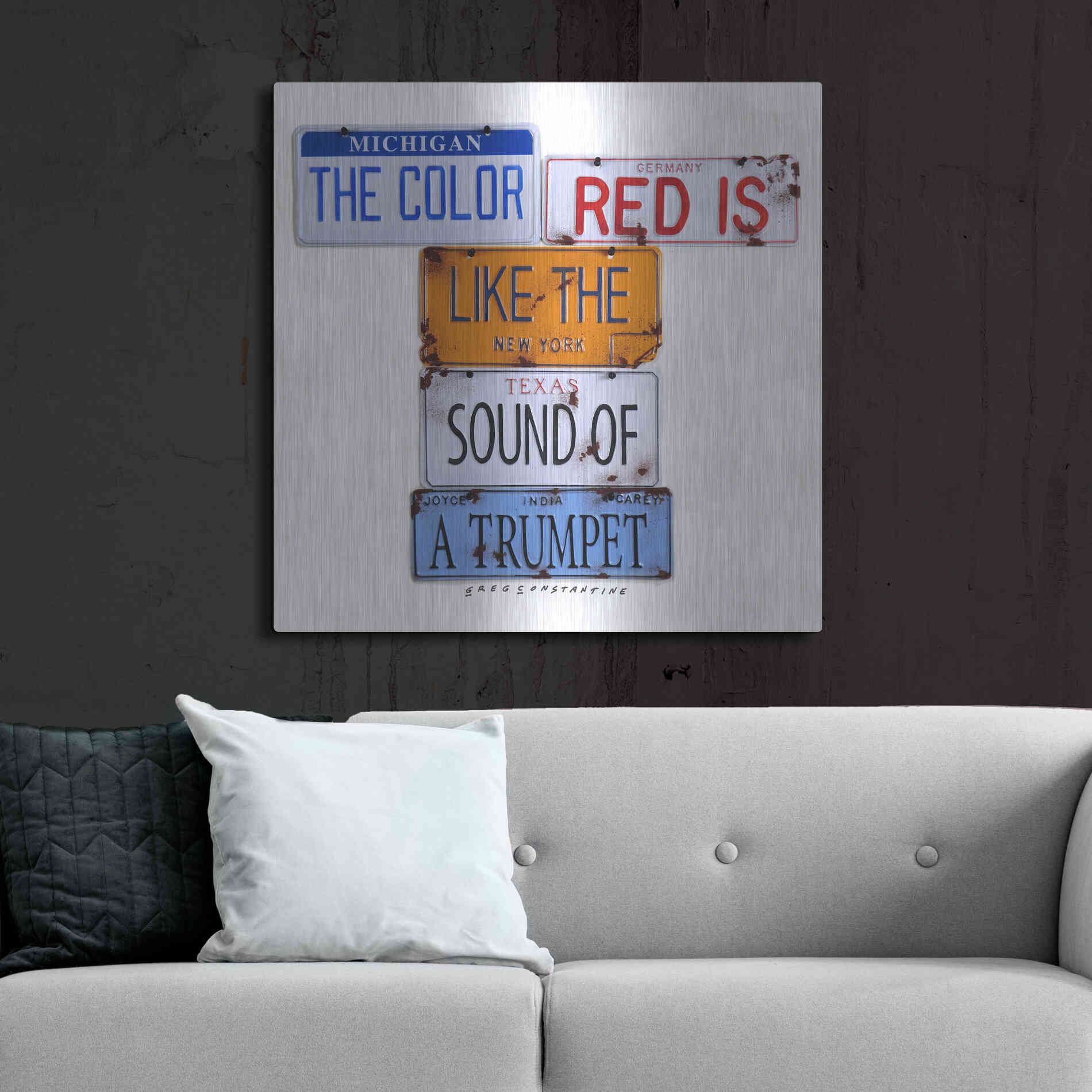 Luxe Metal Art 'Carey The Color Red' by Gregory Constantine, Metal Wall Art,36x36