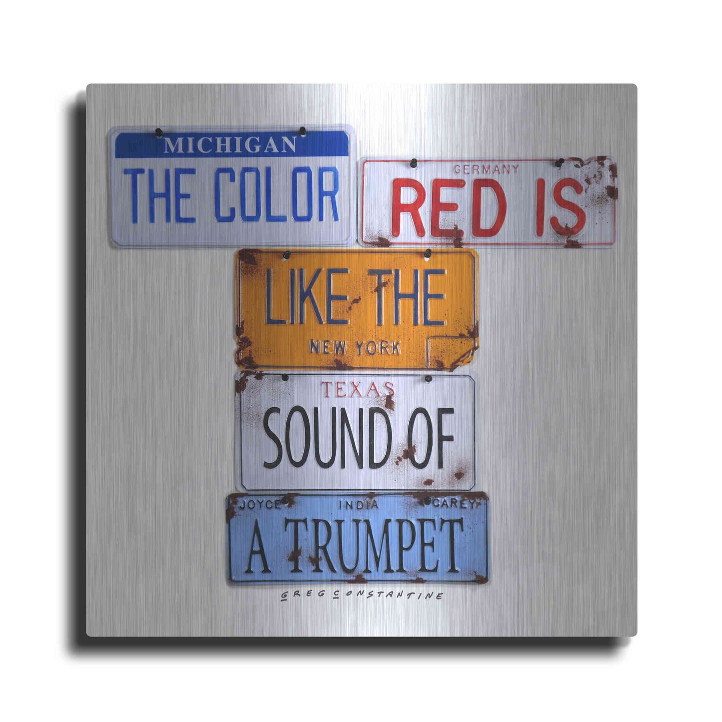 Luxe Metal Art 'Carey The Color Red' by Gregory Constantine, Metal Wall Art