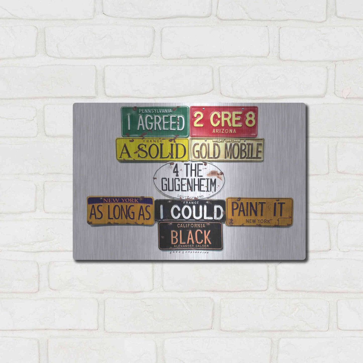 Luxe Metal Art 'Calder Gold Mobile' by Gregory Constantine, Metal Wall Art,16x12